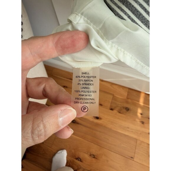 Calvin Klein 16W Sheath Dress Green Gray Stripe Belted Knee Length Lined Career - Picture 7 of 10